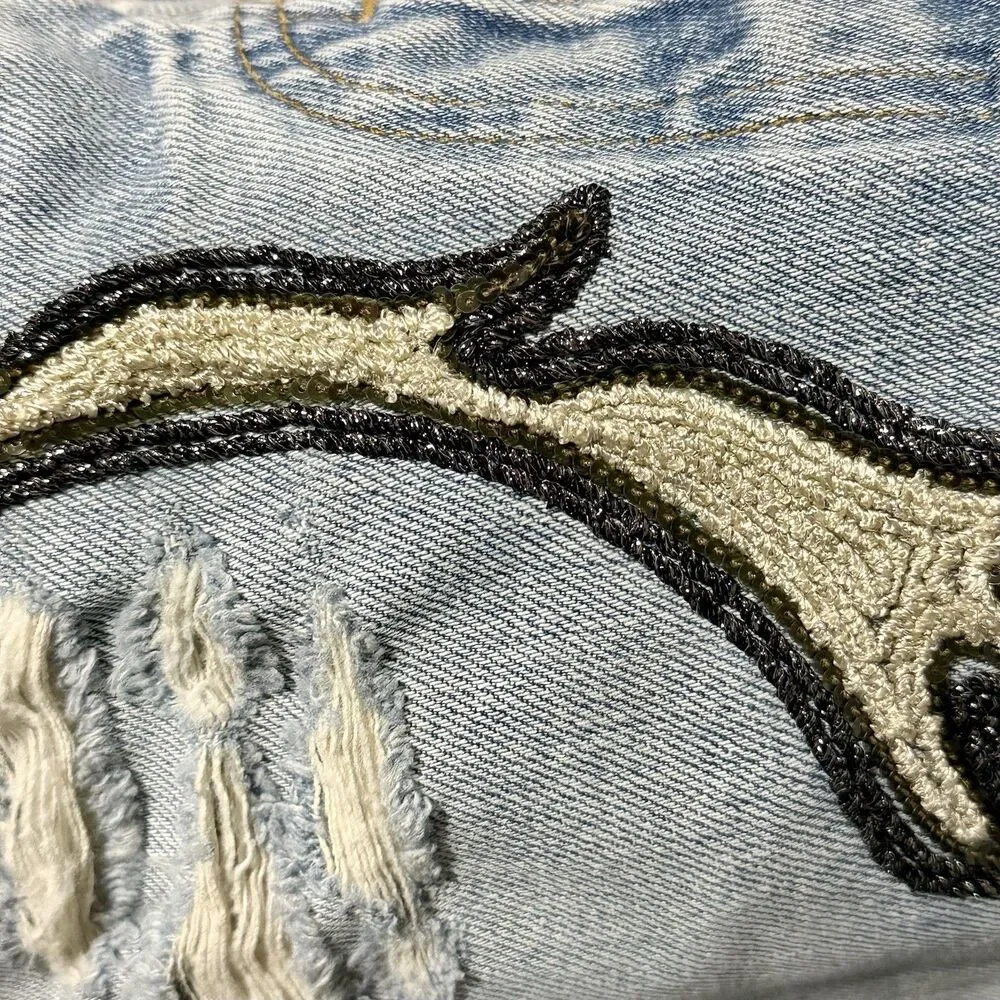 Vtg Levis 501 Cutoff Short Reworked History Repeats Custom Antler Beadwork Sz 34